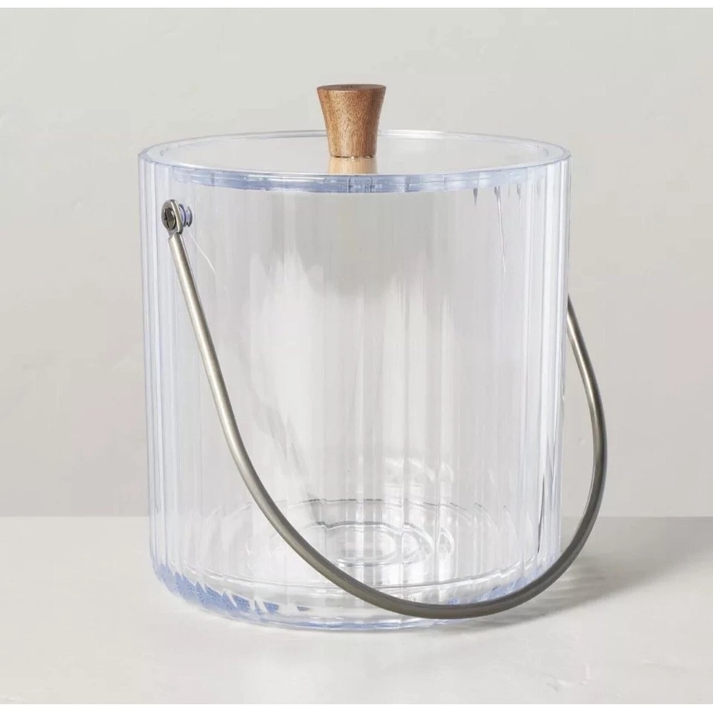 Hearth & Hand Magnolia 109oz Ribbed Clear Fluted Ice Bucket BRAND NEW!